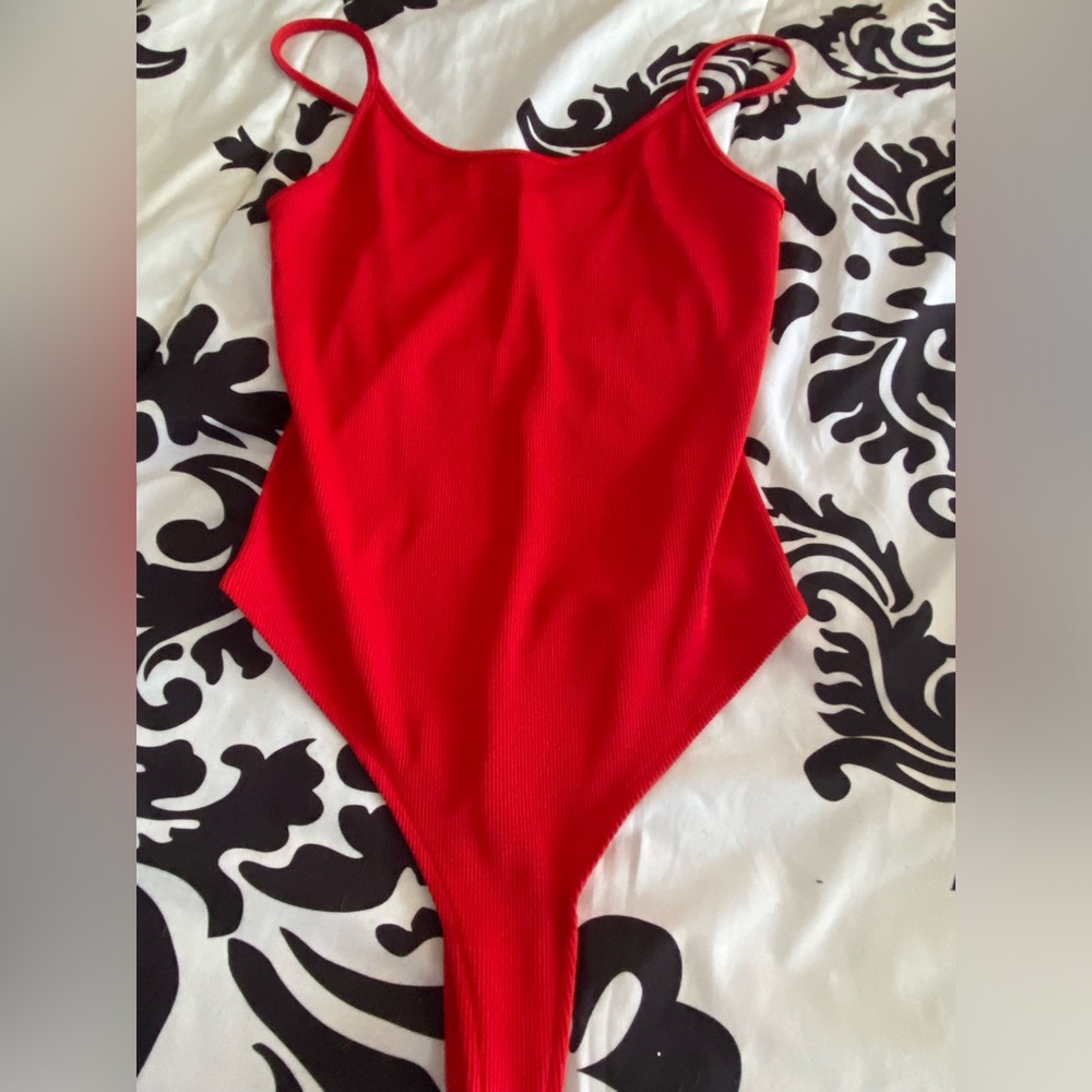 Red thong bodysuit